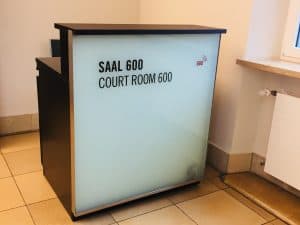 The outside sign for Court Room 600