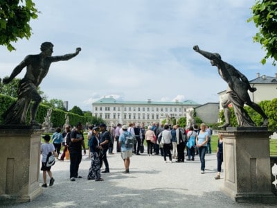 Dual statues at each side of the entrance to the Mirabell Palace and Gardens.  We visited at the end of our Sound of Music tour