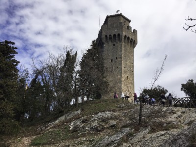 The Montale tower.  You can see people at base. The vegetation is quite sparse here.